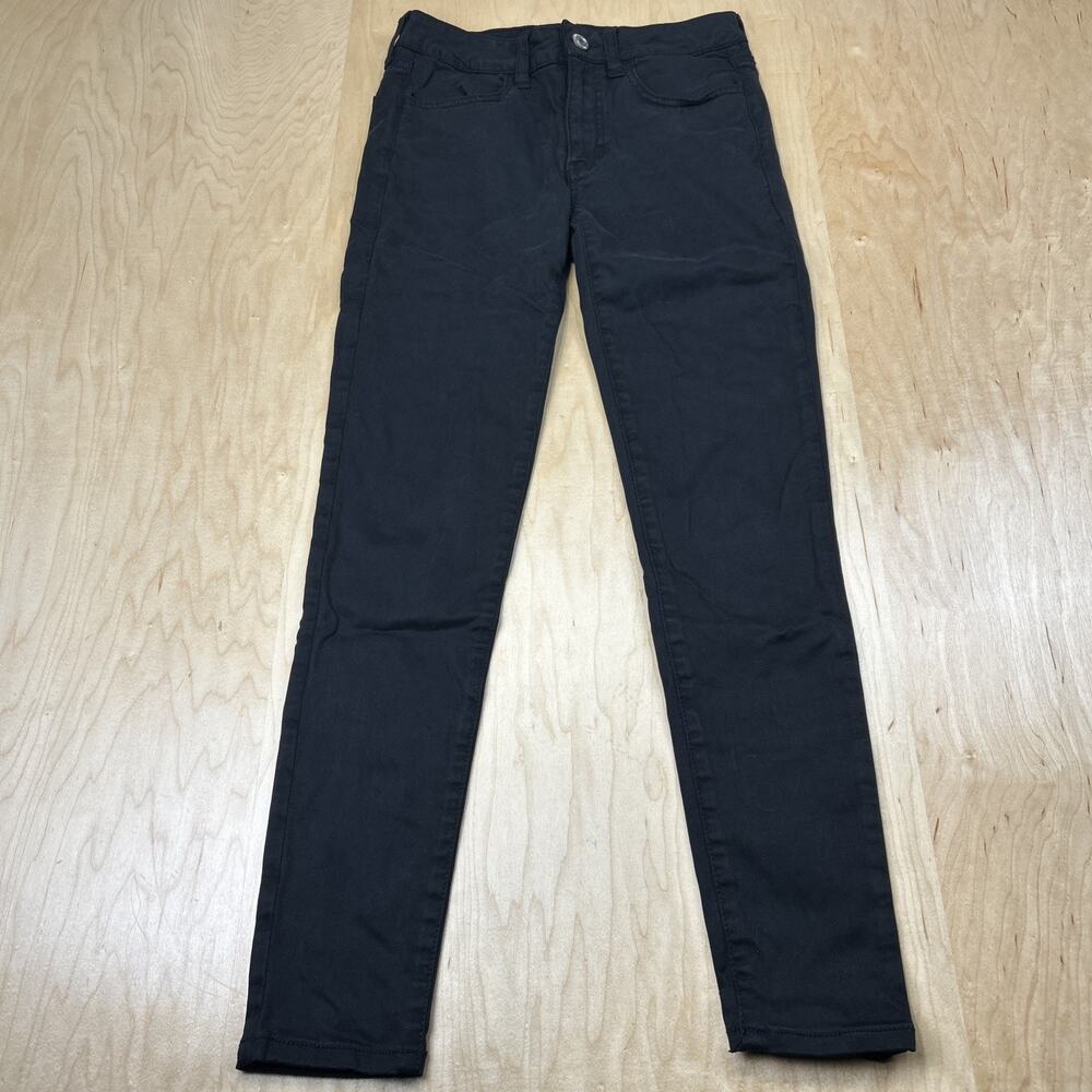 American Eagle Super Super Stretch Pants Womens 2 Black Skinny Stretch Hi Rise